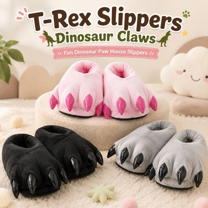 T-Rex Slippers Dinosaur Claws | Fun Dinosaur Paw House Slippers
