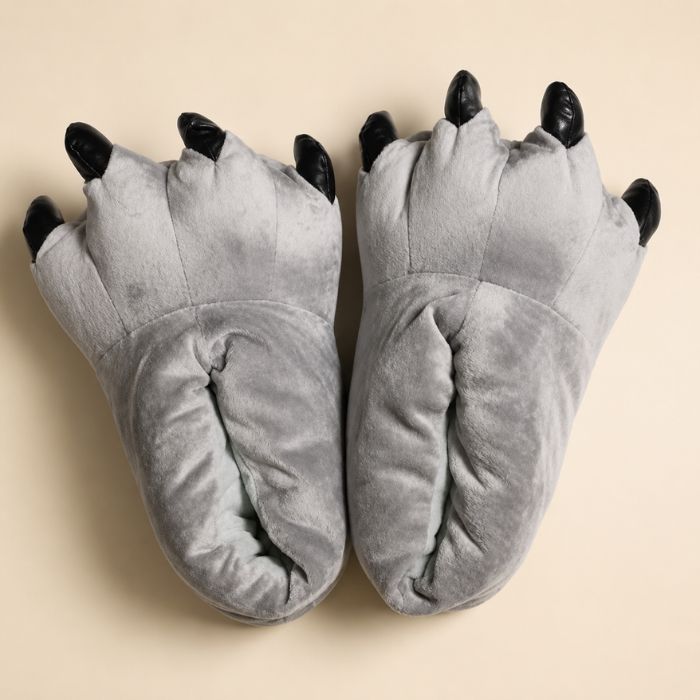 T-Rex Dinosaur Claw Slippers gray