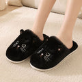 cat plush slippers black