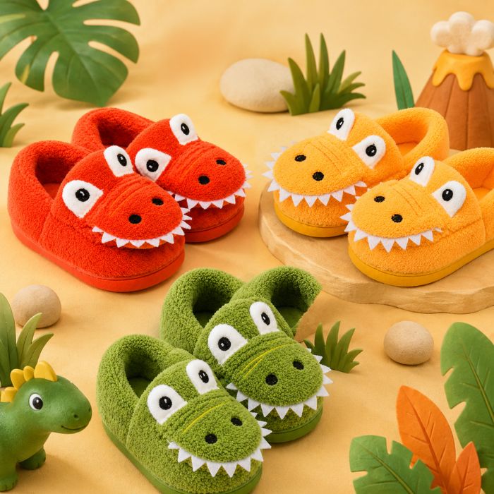 Dinosaur Slippers Toddler | Cute Kids Dino Slippers for Winter
