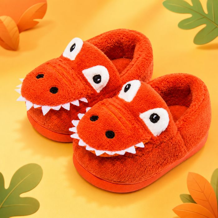 dinosaur slippers toddler orange 