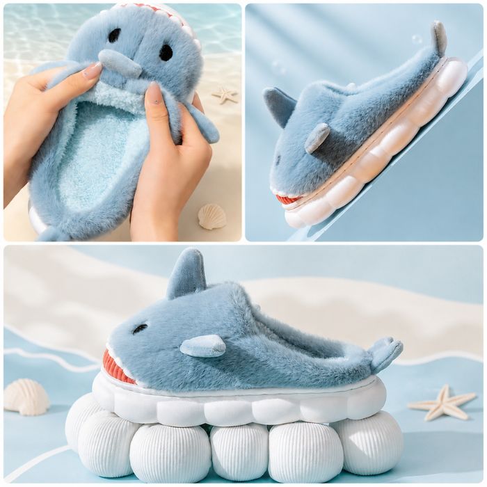 fuzzy shark slippers