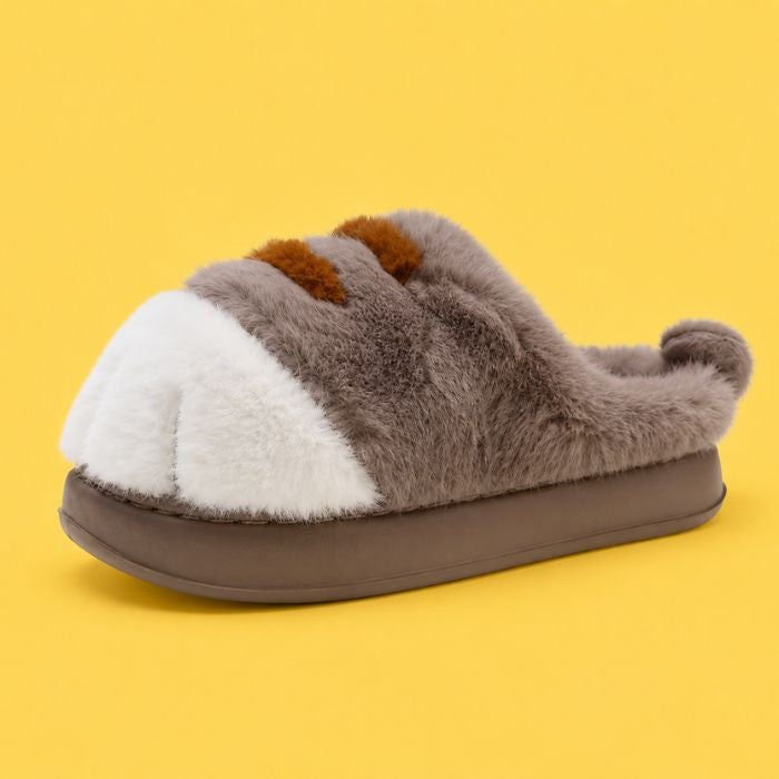 plush cat paw slippers Coffee