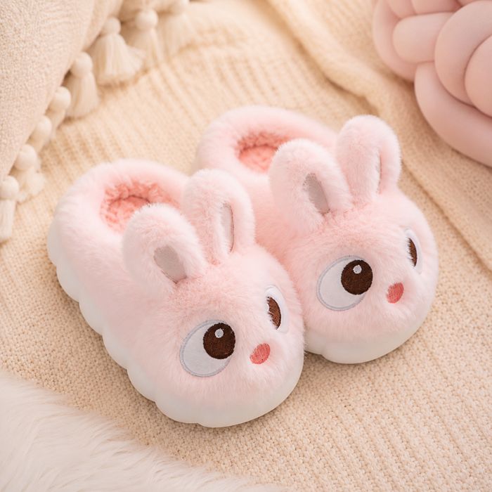 fuzzy bunny slippers pink
