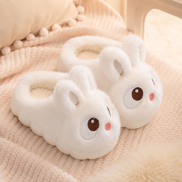 fuzzy bunny slippers white